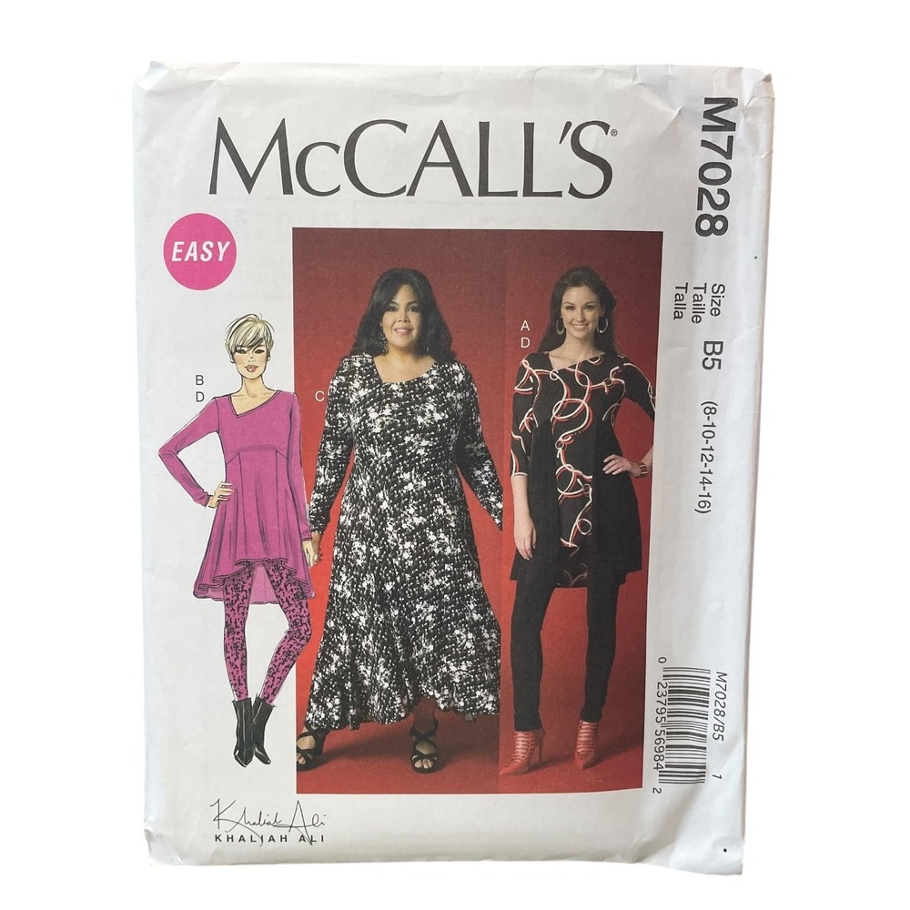 McCall's M7028 Sewing Pattern Women Size 8-16 Tunics Dress Leggings Khaliah Ali